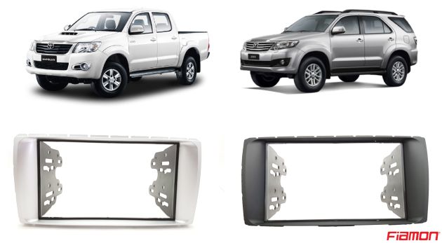 Moldura 2 Din Toyota Hilux 2012 a 2015 e Hilux SRV 2012 - Prata e Preta