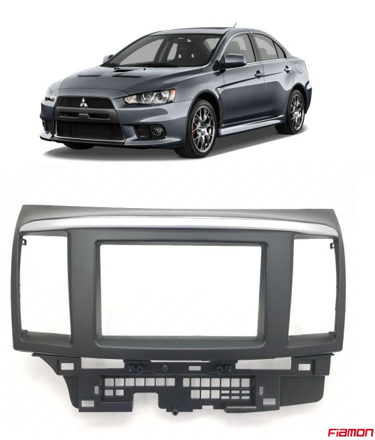 Moldura 2 DIN Fiamon Para Mitsubishi Lancer 2008 até 2013 - Preta - 3179