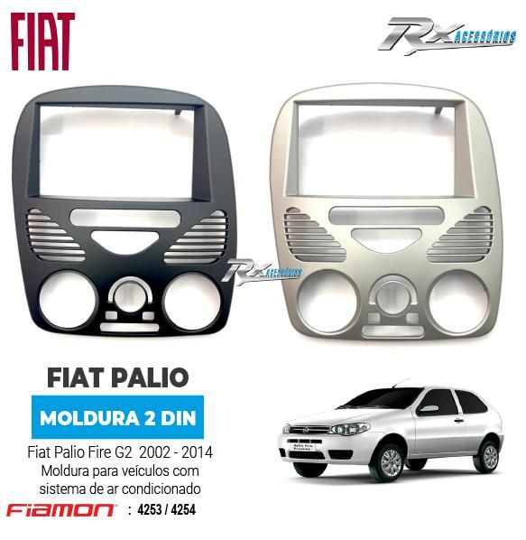 Moldura 2 Din Fiamon Para Fiat Palio Fire G2 (2002 até 2014) - Com Ar Condicionado