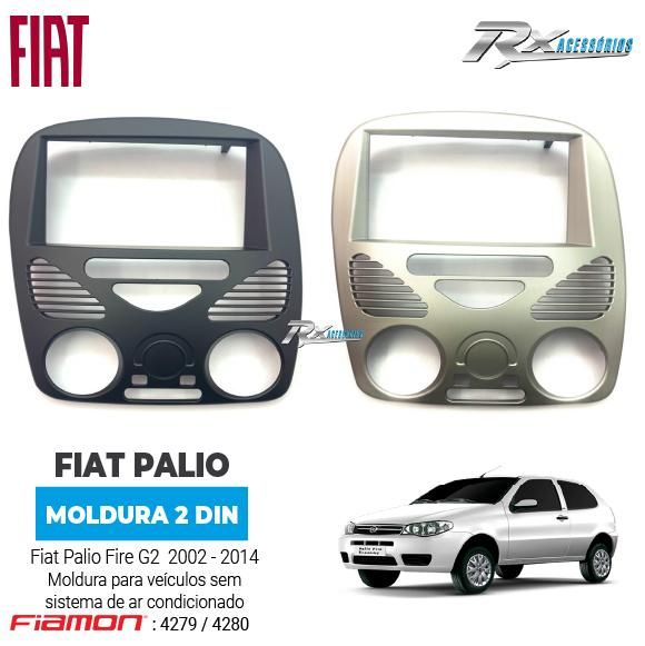 Moldura 2 Din Fiamon Para Fiat Palio Fire G2 (2002 até 2014) - Sem Ar Condicionado 