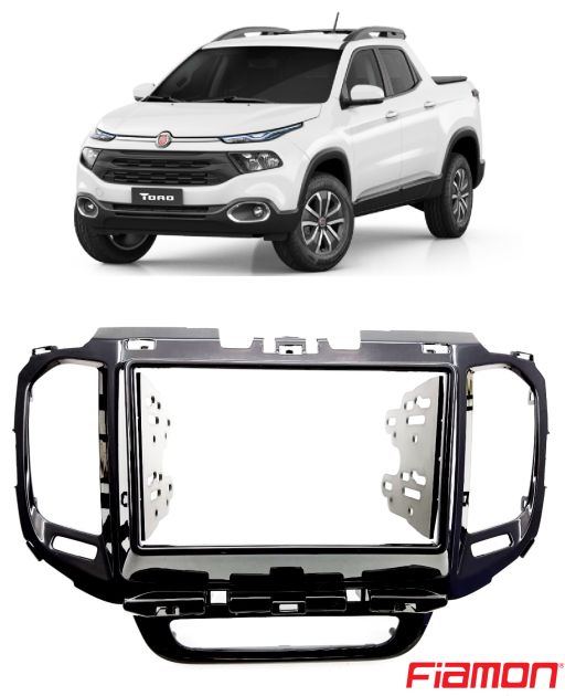 Moldura 2 Din Fiamon Para Fiat Toro 2016 até 2019 - Black Piano - 4123