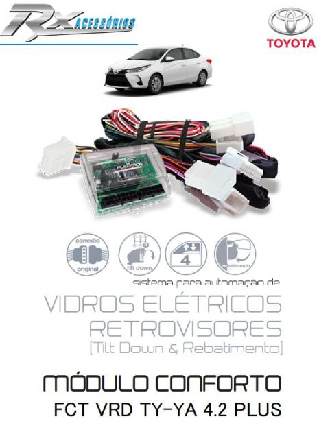 Central de vidro - fecha/abre os vidros, rebate retrovisores e Tilt down - Toyota Yaris (2022)