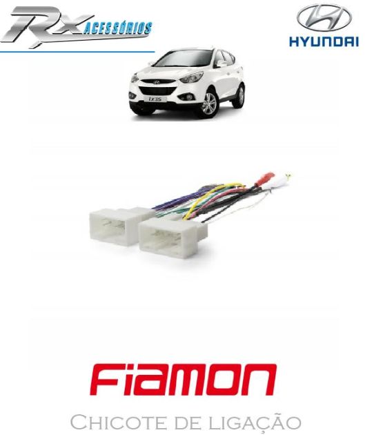 Chicote Adaptador Para Rádio Hyundai IX35, Veloster, HB20 - Saída Fio + Rca