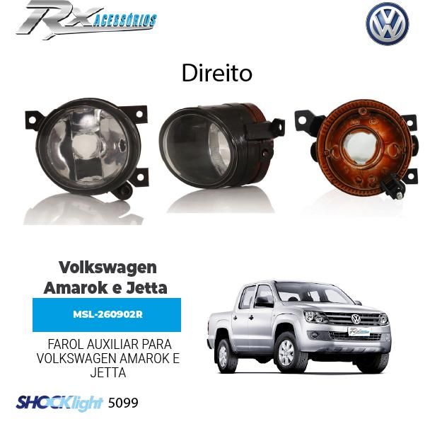 Farol auxiliar Shocklight Volkswagen Amarok 2010 até 2014 e Jetta 2007 até 2010