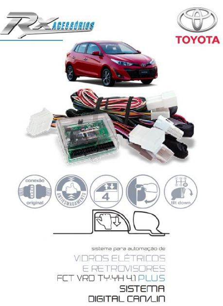 Central de vidro - 100%plug/p Toyota Yaris 2018/19,Yaris 2020/dian,Hilux/SW4 2016 SRV 2019>