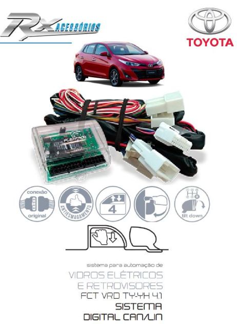 Central de vidro confort - Toyota Yaris 2018/19, Hilux/SW4 2016/diante, SRV 2019/diante