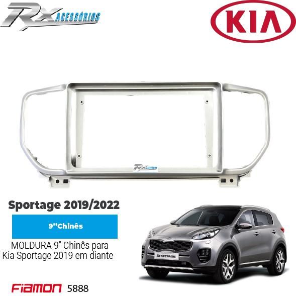 Moldura 9 Polegadas Fiamon Para Kia Sportage 2019 até 2022 - Prata - 5888