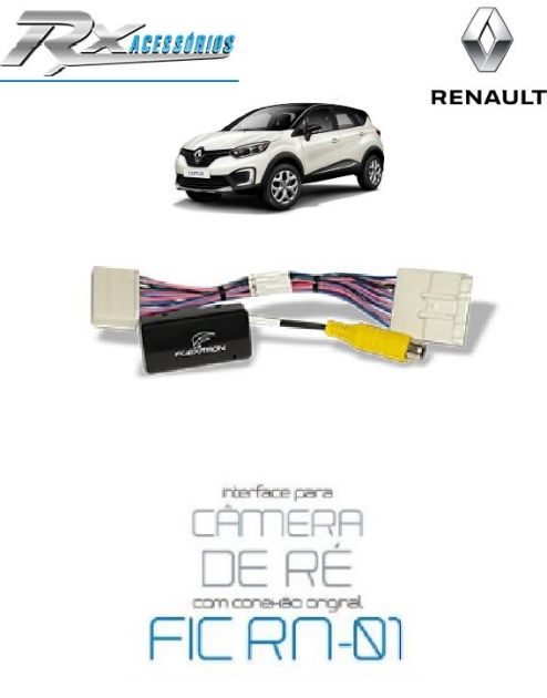 Interface de câmera de ré - Renault Captur (2018>) , Duster (13/20), Logan (2012>), Oroch (2016>).