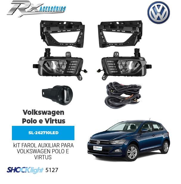 Kit farol auxiliar (DRL + Pisca) Shocklight para Volkswagen Polo e Virtus (2017 em diante)