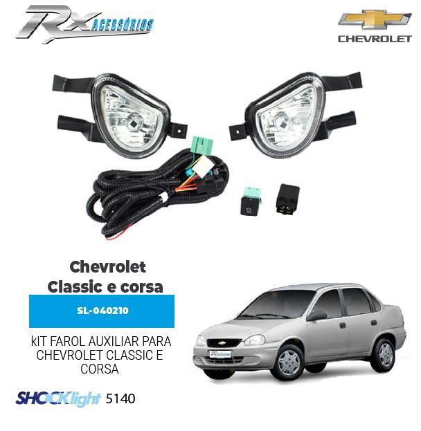 Kit farol auxiliar Shocklight para Chevrolet Classic (2003 até 2010) e Corsa (2000 até 2002)