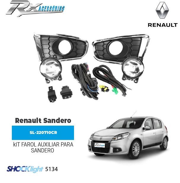 Kit farol auxiliar Shocklight para Renault Sandero (2012 até 2014)