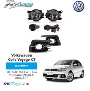 Kit farol auxiliar Shocklight para Volkswagen Gol e Voyage G7 (2016 até 2018) Grade Cromada