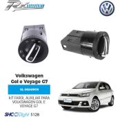 Kit farol auxiliar Shocklight para Volkswagen Gol e Voyage G7 (2016 até 2018) Grade Cromada