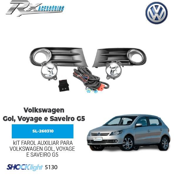 Kit farol auxiliar Shocklight para Volkswagen Gol, Voyage e Saveiro G5 (2009 até 2012)