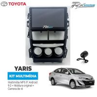 Kit Multimídia Yaris Ar Analógico 18/21  9 polegadas Android 9.0 + moldura + câmera de ré