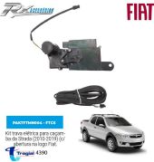 Kit trava elétrica Tragial para Caçamba FTCS - Fiat Strada (2010 até 2019) c/ abertura na Logo Fiat.