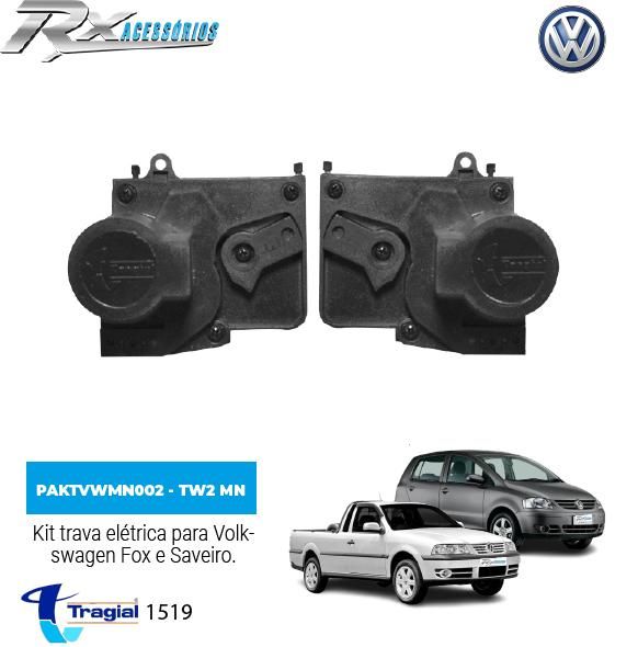 Kit trava elétrica Tragial TW2 MN 2P Motrol Vw - Fox (até 2009) e Saveiro G2, G3 e G4