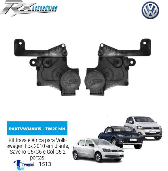 Kit trava elétrica Tragial TW2F MN 2 portas Volkswagen - Saveiro G5, G6 Gol G6 e Fox 2010 em diante.