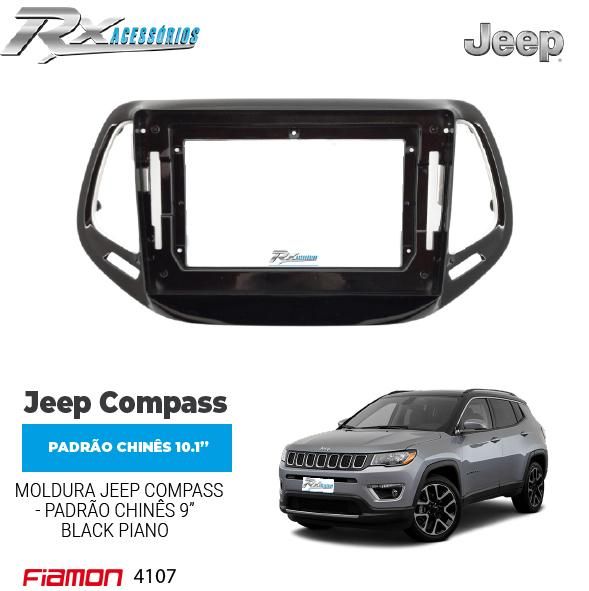 Moldura 10.1" Fiamon para Jeep Compass (2017 a 2021) - Black Piano