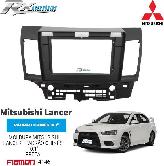 Moldura 10.1" Fiamon para Mitsubishi Lancer (2008 até 2015) - Preta