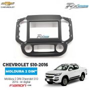 Moldura 2 DIN Chevrolet S10 2016 em diante - Ar digital - Preta