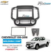 Moldura 2 DIN Chevrolet S10 2016 em diante - Ar digital - Preta