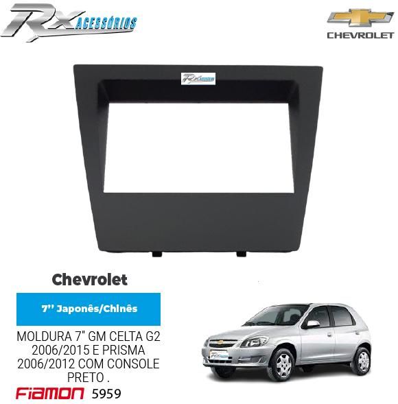 Moldura 2 DIN Fiamon para Chevrolet Celta G2 2006 até 2015 e Prisma 2006 até 2012 - Preta