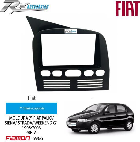 Moldura 2 DIN Fiamon para Fiat Palio, Siena, Strada, Weekend G1 1996 a 2003.