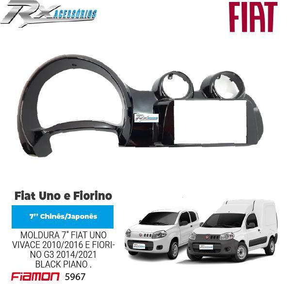 Moldura 2 DIN Fiamon para Fiat Uno Vivace 2010/16 e Fiorino G3 2014/21