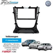 Moldura 2 Din Fiamon para Volkswagen G5 Gol, Saveiro e Voyage - 4 botões.