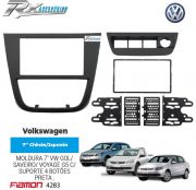 Moldura 2 Din Fiamon para Volkswagen G5 Gol, Saveiro e Voyage - 4 botões.