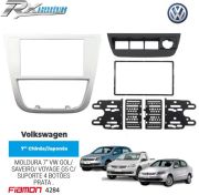 Moldura 2 Din Fiamon para Volkswagen G5 Gol, Saveiro e Voyage - 4 botões.