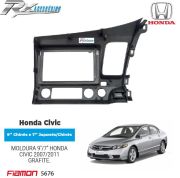 Moldura 2 Din e 9'' Fiamon para Honda Civic (2007 até 2011) - Grafite