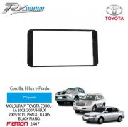 Moldura 2 DIN Fiamon para Toyota Corolla 2003 até 2007, Hilux 2005 /11 e Prado - Chapas Laterais.