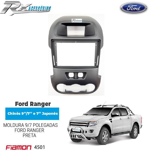 Moldura 7''/ 9'' Fiamon para Ford Ranger Simples XL / XLS (2012 a 2015)