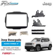 Moldura 8" Padrão Pioneer Para Jeep Renegade (2015 em diante) - Preta - 4130