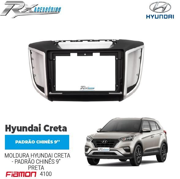 Moldura 9" Fiamon para Hyundai Creta (2014 até 2021) - Preto fosco com friso original