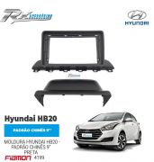 Moldura 9" Fiamon para Hyundai HB20 (2020 em diante) - Preta e Black Piano