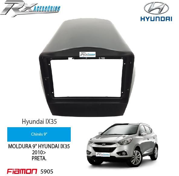 Moldura 9 polegadas Fiamon para Hyundai Ix35 2010 até 2015 - Preta.