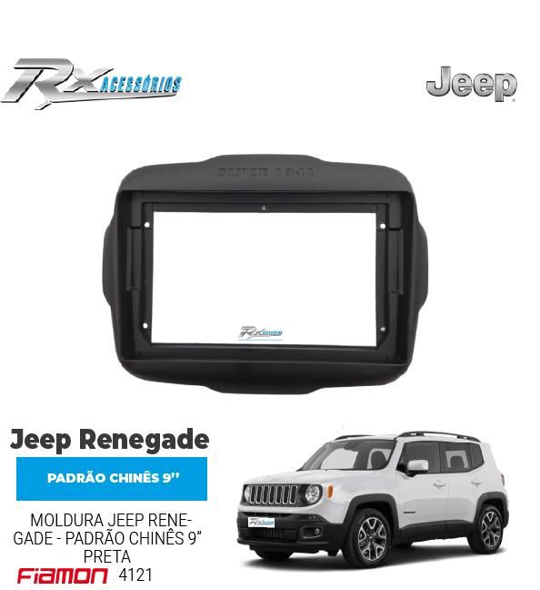 Moldura 9" Fiamon para Jeep Renegade (2015 a 2019) - Preta