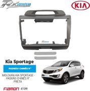 Moldura 9" Fiamon para Kia Sportage (2010 até 2015) - Preta