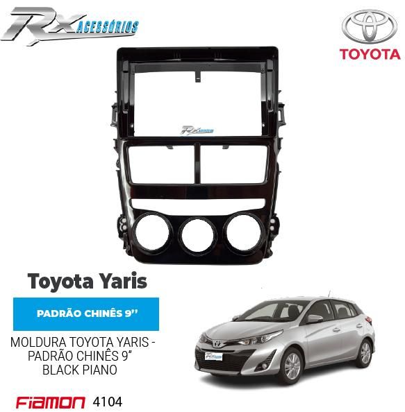 Moldura 9" Fiamon para Toyota Yaris (2018 a 2019) ar analógico - Black Piano