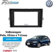 Moldura 9" Fiamon para Volkswagen novo Polo, T-Cross e Virtus 2018 - Preta e Black Piano