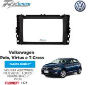 Moldura 9" Fiamon para Volkswagen novo Polo, T-Cross e Virtus 2018 - Preta e Black Piano