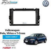 Moldura 9" Fiamon para Volkswagen novo Polo, T-Cross e Virtus 2018 - Preta e Black Piano