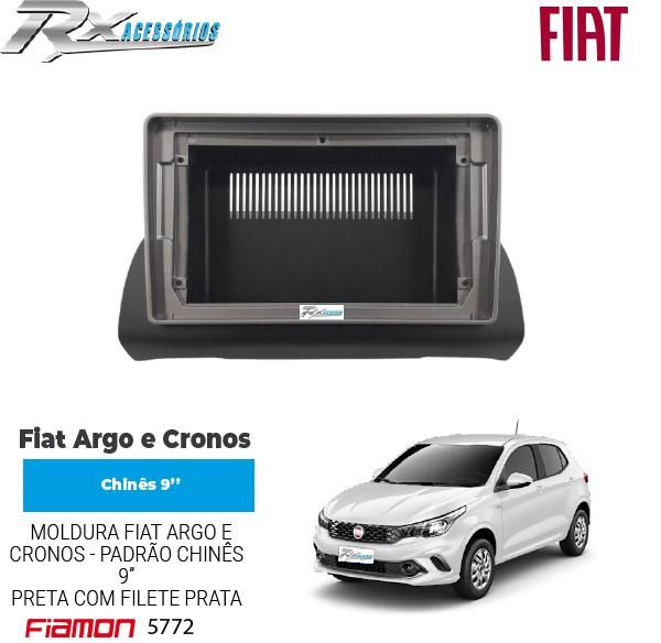 Moldura 9 Polegadas Fiamon para Fiat Argo e Cronos 2017 em diante - Preta com filete Grafite