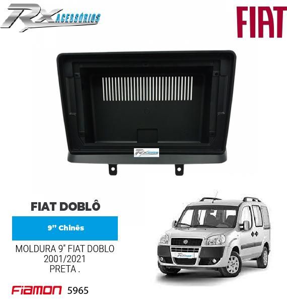 Moldura 9 polegadas Fiamon para Fiat Doblô 2001 até 2021 - Preta.