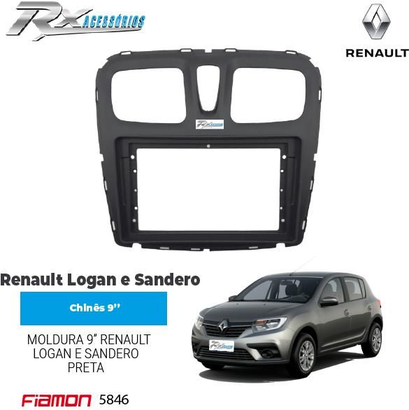 Moldura 9 Polegadas Fiamon para Renault Logan e Sandero (2016 até 2020)