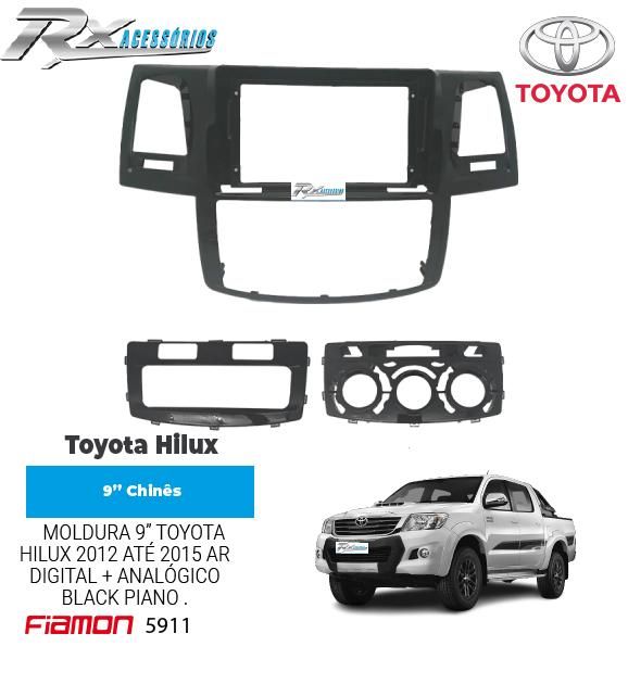 Moldura 9 Polegadas Fiamon para Toyota Hilux 2012 até 2015 - Black Piano