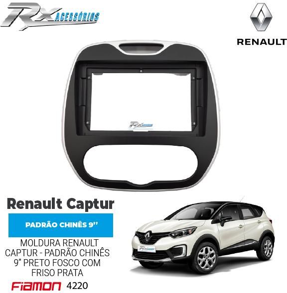 Moldura 9 Polegadas Renault Captur - Preto Fosco com Friso Prata e Black Piano com friso Cromado